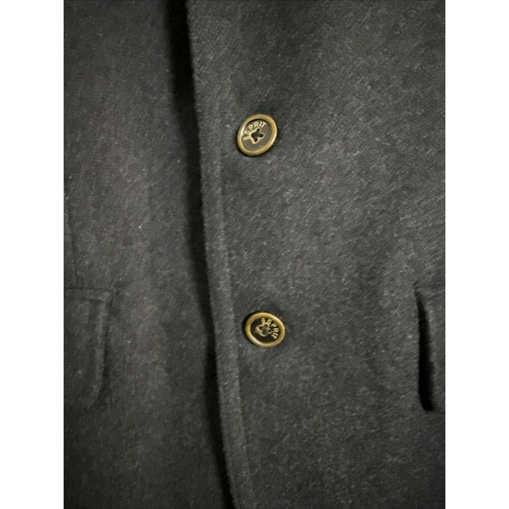 ESPRIT MEN’S Grey 2-Tone Wool Blend Blazer With Elbow Patch Size Large